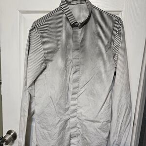 Men's Black and White Striped Shirt